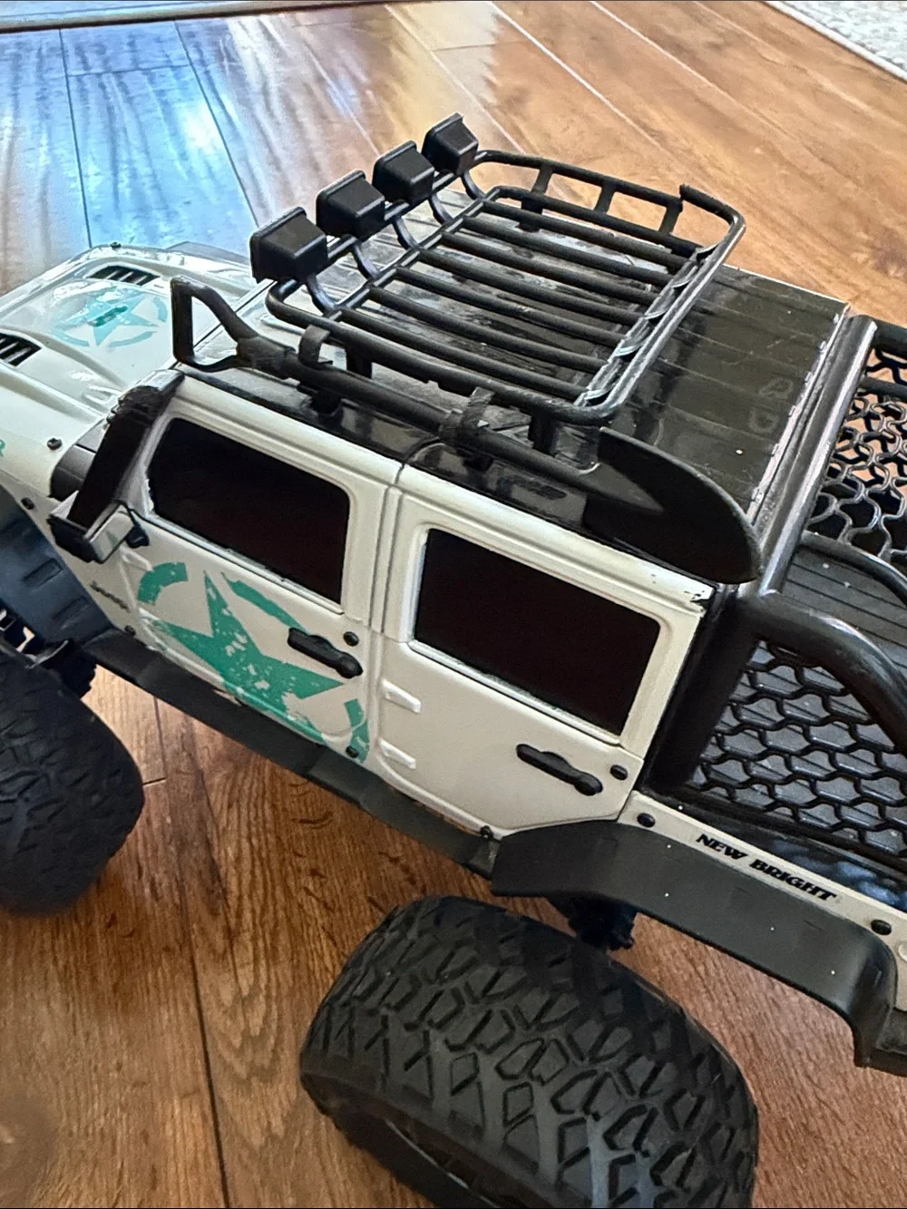 Wrangler White and Teal Off-Road RC Truck Toy